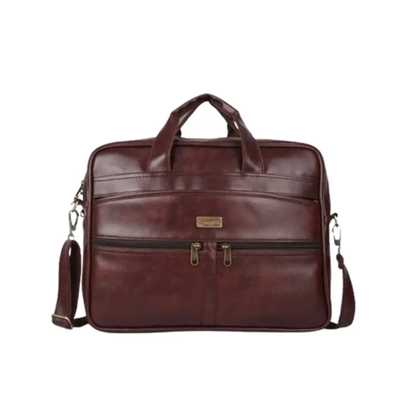 Brown Double-Zip Laptop Bag