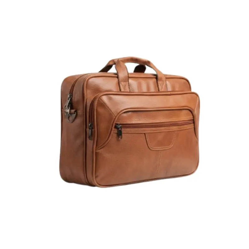 Tan Leatherette Laptop Bag