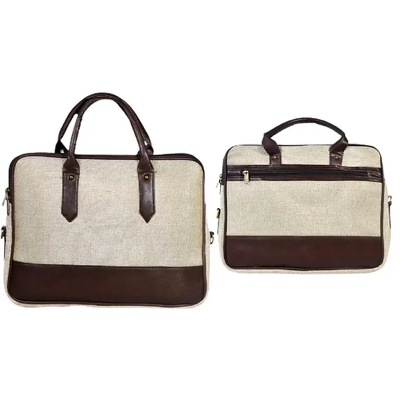 Cream & Brown Laptop Tote