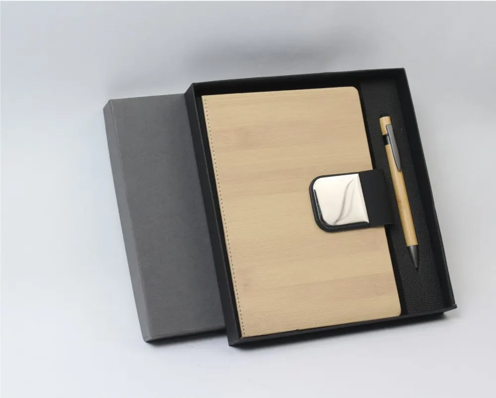 Bamboo-Finish Diary & Pen Set