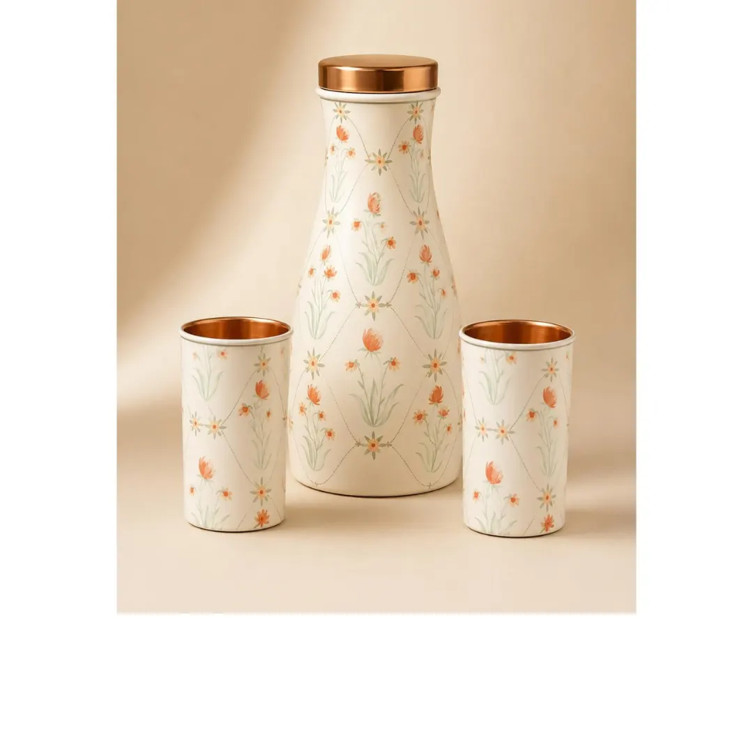 Floral Bottle and Tumbler Set
