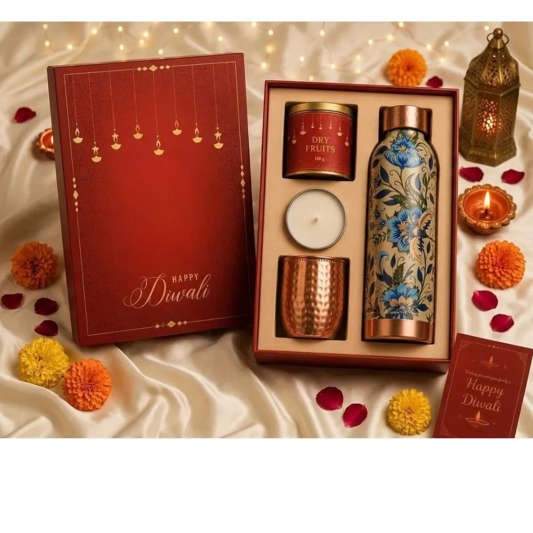 Ruby Bottle and Dry Fruit Gift Set
