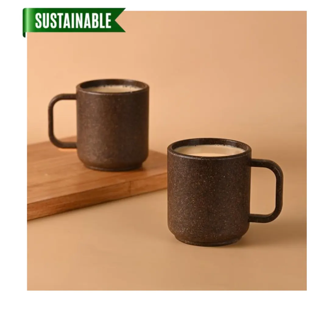 Charcoal Ribbed Mug Set