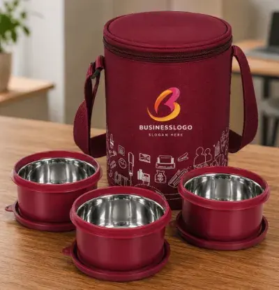 3-Tier Steel Lunch Box with Bag