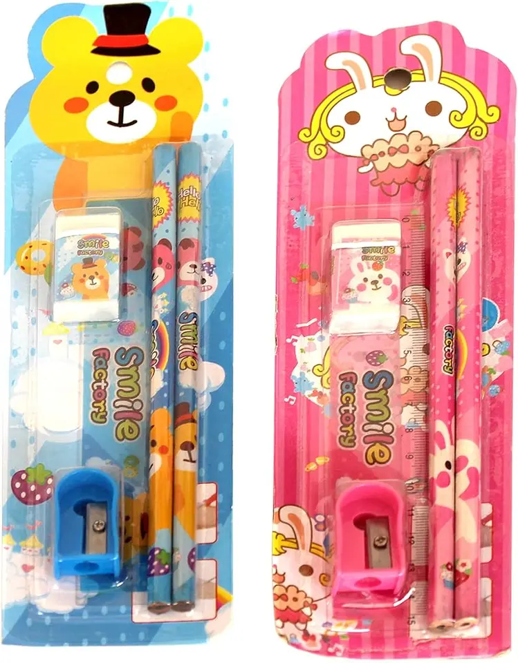 Cartoon Pencil & Eraser Set