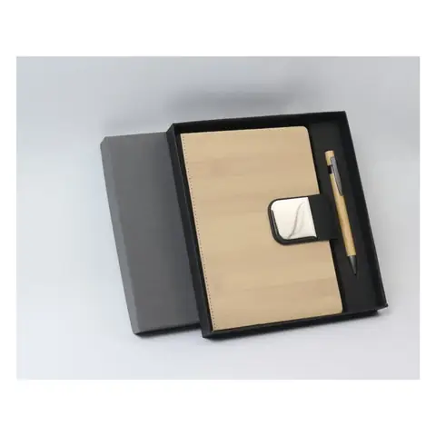 Bamboo-Finish Diary & Pen Set