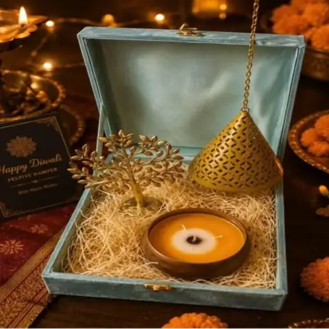Diya and Candle Celebration Tray